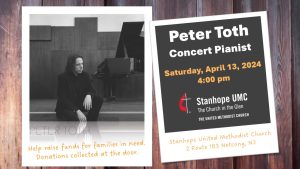 Concert Pianist Peter Toth Fundraiser for Medical Needs @ Stanhope United Methodist Church